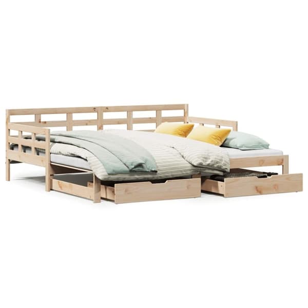 vidaXL daybed med udtræk og skuffer uden madras 90x190 cm