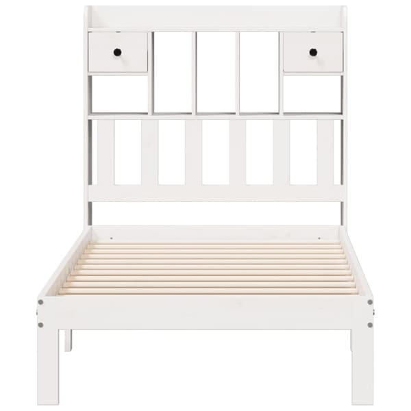 vidaXL Seng med bokhylle uten madrass hvit 100x200 cm heltre furu
