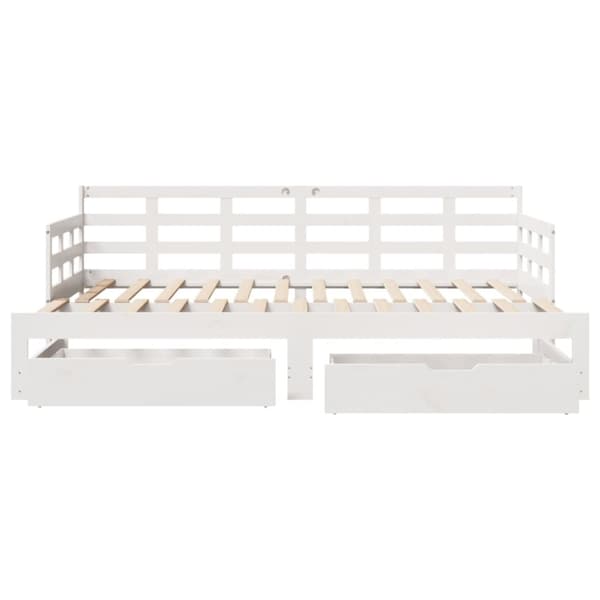 vidaXL daybed med udtræk og skuffer uden madras 90x190 cm hvid