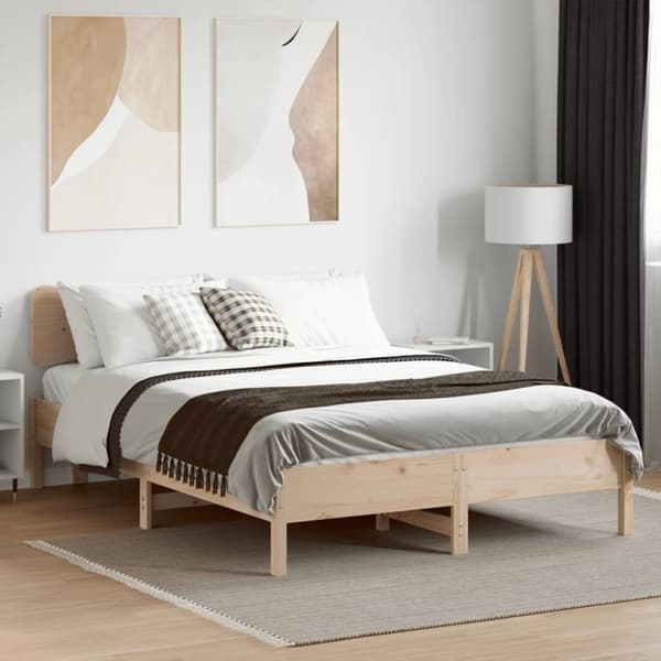 vidaXL Sängynrunko ilman patjaa 135x190 cm täysi mänty