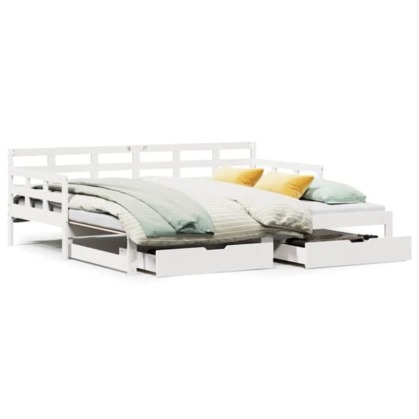 vidaXL Dagbädd utdragbar med lådor utan madrass vit 90x190 cm