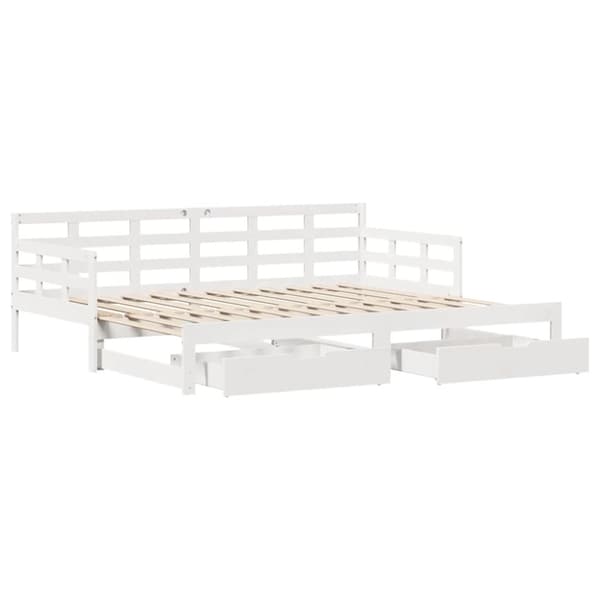 vidaXL Dagbädd utdragbar med lådor utan madrass vit 90x190 cm