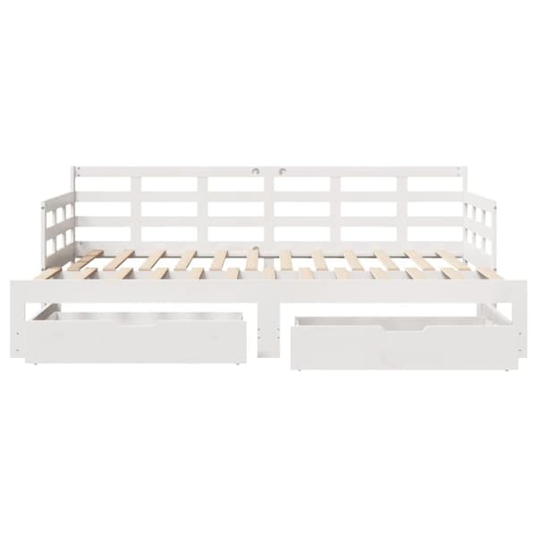 vidaXL Dagbädd utdragbar med lådor utan madrass vit 90x190 cm