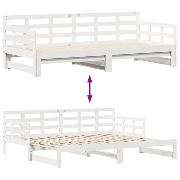 vidaXL Dagbädd utdragbar med lådor utan madrass vit 90x190 cm