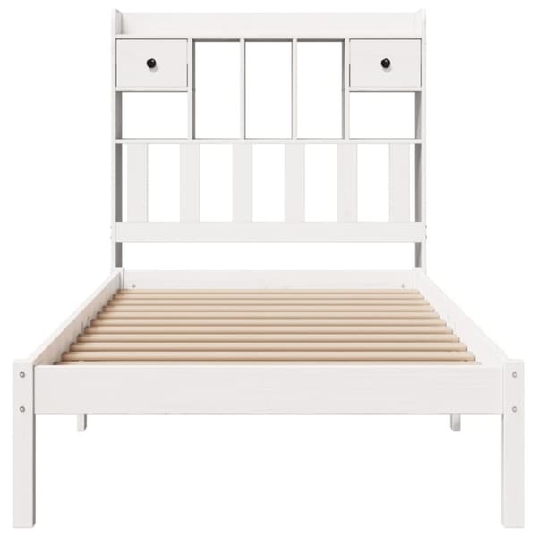 vidaXL Seng med bokhylle uten madrass hvit 75x190 cm heltre furu