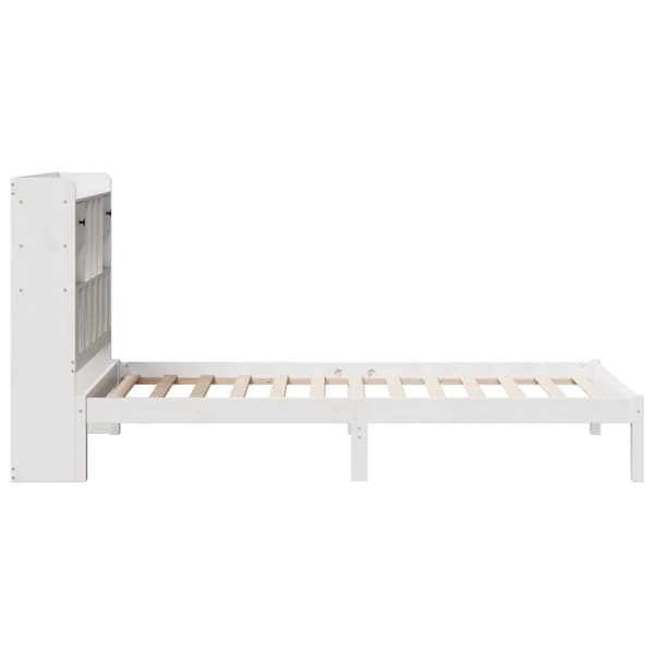 vidaXL Seng med bokhylle uten madrass hvit 75x190 cm heltre furu