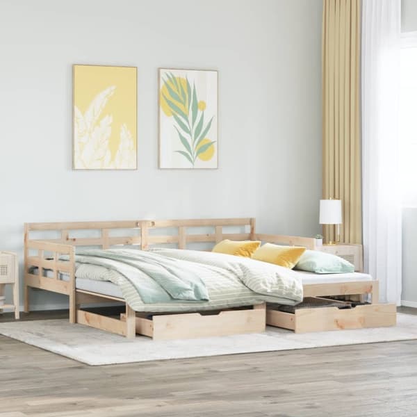 vidaXL Vuodesohva rullilla ja laatikoilla ei patjaa 90x200 cm