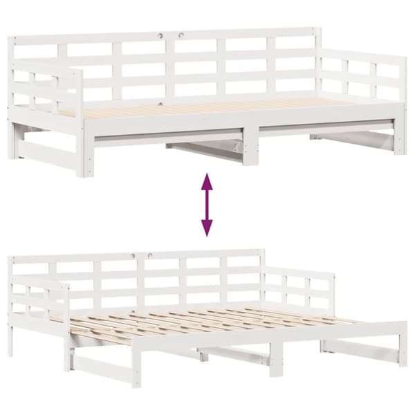 vidaXL Vuodesohva rullilla ja laatikoilla ei patjaa valkoinen 80x200cm