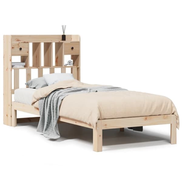 vidaXL seng med reol uden madras 90x190 cm massivt fyrretræ