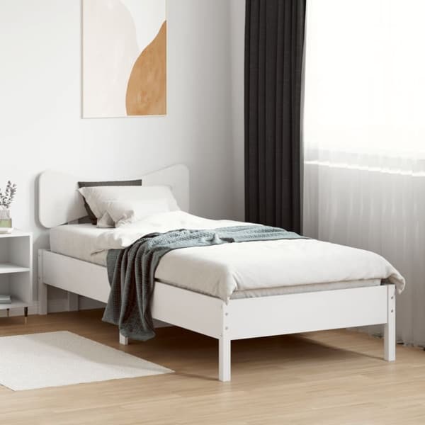vidaXL Sängram utan madrass vit 75x190 cm massiv furu