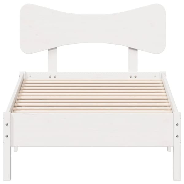 vidaXL Sängram utan madrass vit 75x190 cm massiv furu