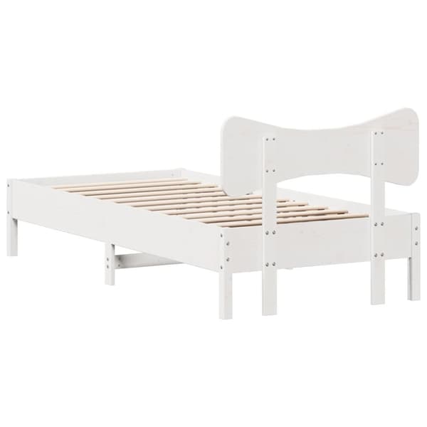 vidaXL Sängram utan madrass vit 75x190 cm massiv furu