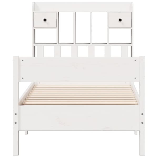 vidaXL Seng med bokhylle uten madrass hvit 100x200 cm heltre furu