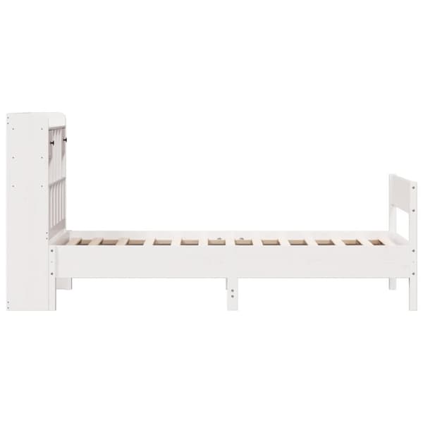 vidaXL Seng med bokhylle uten madrass hvit 100x200 cm heltre furu