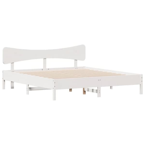 vidaXL Sängynrunko ilman patjaa valkoinen 200x200 cm täysi mänty
