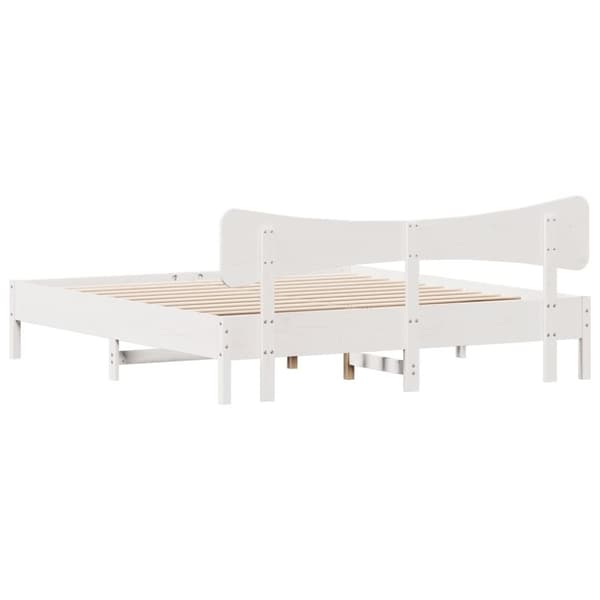 vidaXL Sängynrunko ilman patjaa valkoinen 200x200 cm täysi mänty