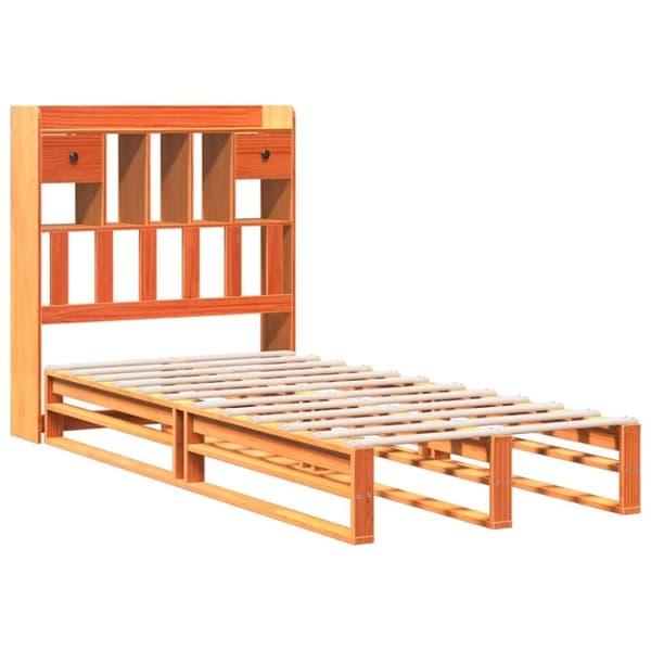 vidaXL Sänky/kirjahylly ei patjaa vahanruskea 100x200 cm täysi mänty