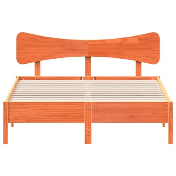 vidaXL Sänky ilman patjaa vahanruskea 140x190 cm täysi mänty