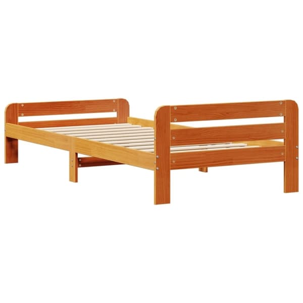 vidaXL Sängynrunko ilman patjaa vahanruskea 75x190 cm täysi mänty