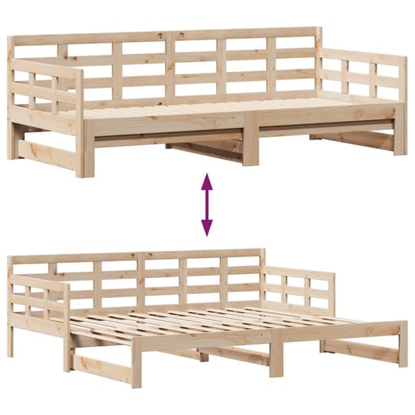 vidaXL Uttrekkbar dagseng med skuffer uten madrass 90x200 cm