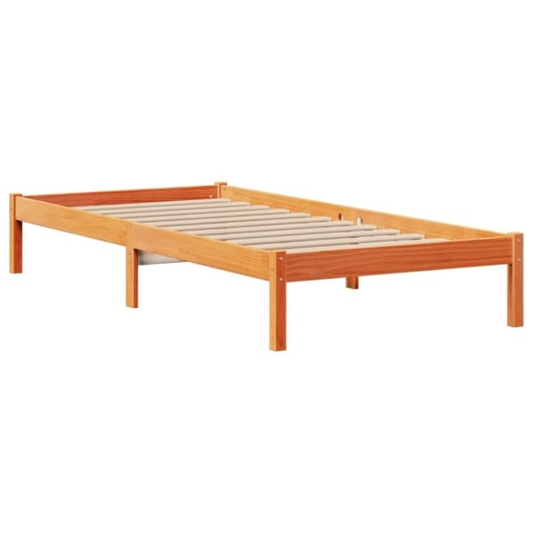 vidaXL seng med reol uden madras 90x190 cm massivt fyrretræ gyldenbrun
