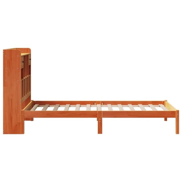 vidaXL seng med reol uden madras 90x190 cm massivt fyrretræ gyldenbrun