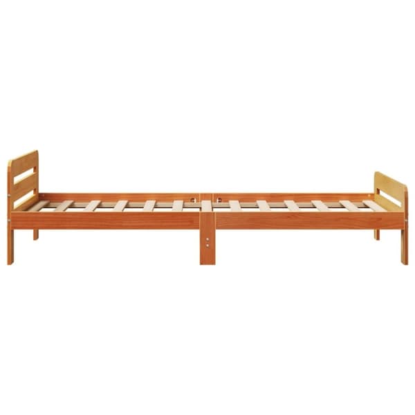 vidaXL Sängram utan madrass vaxbrun 75x190 cm massiv furu