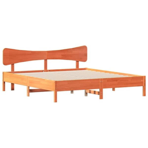 vidaXL sengeramme uden madras 200x200 cm massivt fyrretræ gyldenbrun