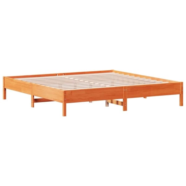 vidaXL sengeramme uden madras 200x200 cm massivt fyrretræ gyldenbrun