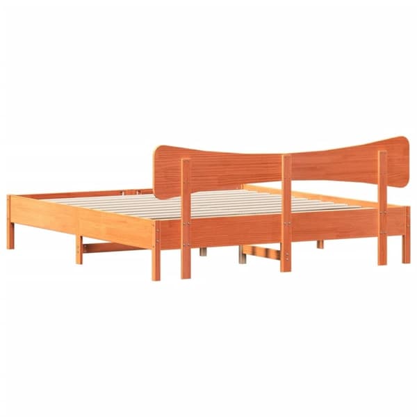 vidaXL sengeramme uden madras 200x200 cm massivt fyrretræ gyldenbrun
