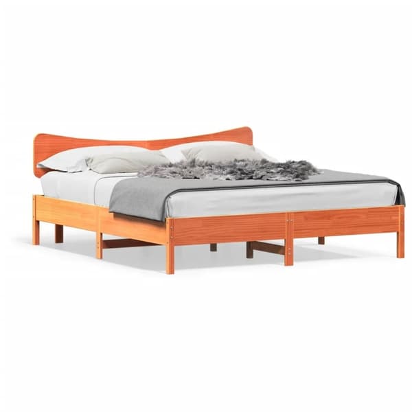 vidaXL sengeramme uden madras 200x200 cm massivt fyrretræ gyldenbrun