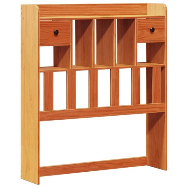 vidaXL Seng med bokhylle uten madrass voksbrun 90x190 cm heltre furu