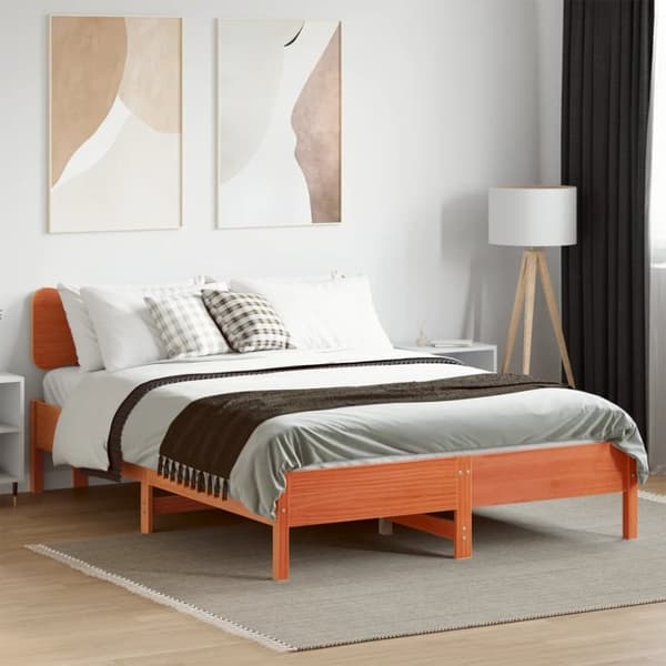 vidaXL sengeramme uden madras 120x200 cm massivt fyrretræ gyldenbrun
