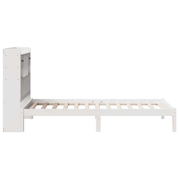 vidaXL Sänky kirjahyllyllä ei patjaa valkoinen 100x200 cm täysi mänty