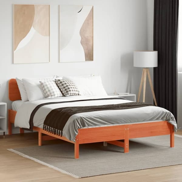 vidaXL Sengeramme uten madrass brun 135x190 cm heltre furu