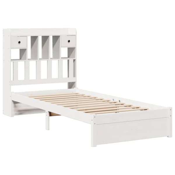 vidaXL Seng med bokhylle uten madrass hvit 100x200 cm heltre furu