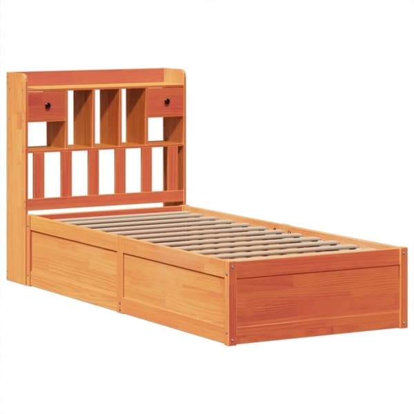 vidaXL Sängynrunko ilman patjaa vahanruskea 90x190 cm täysi mänty