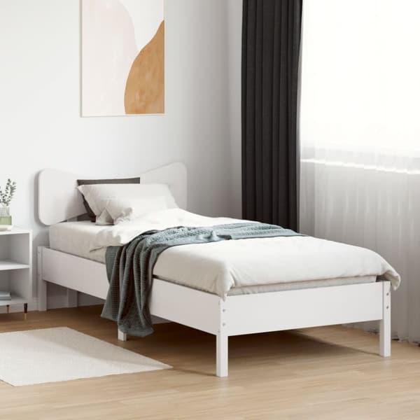 vidaXL Sängynrunko ilman patjaa valkoinen 90x190 cm täysi mänty