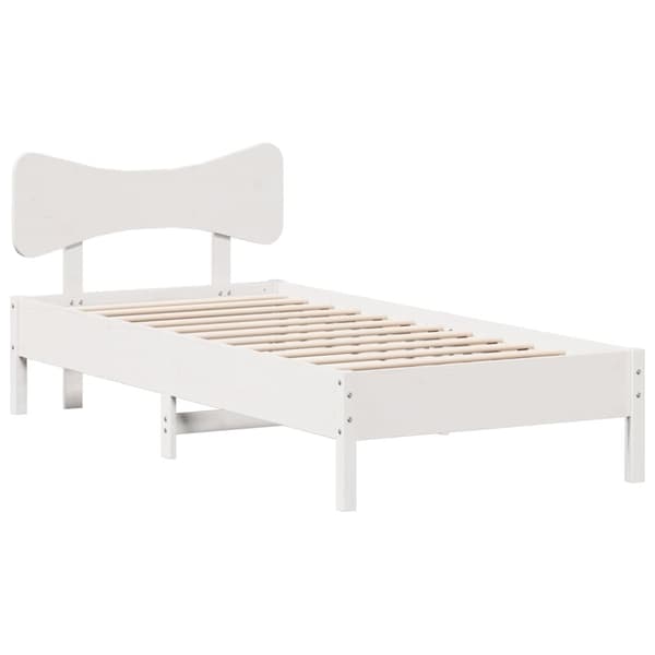 vidaXL Sängynrunko ilman patjaa valkoinen 90x190 cm täysi mänty