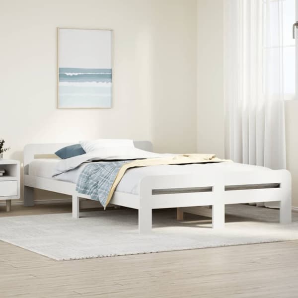 vidaXL Sengeramme uten madrass hvit 135x190 cm heltre furu