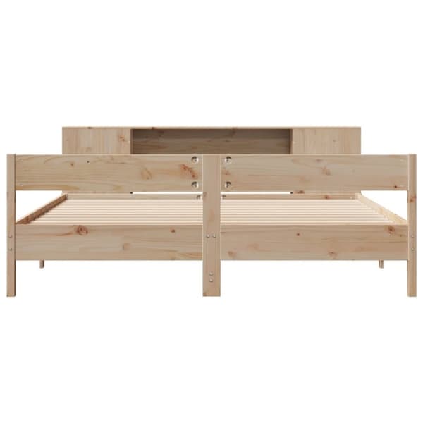 vidaXL Seng med bokhylle uten madrass 200x200 cm heltre furu