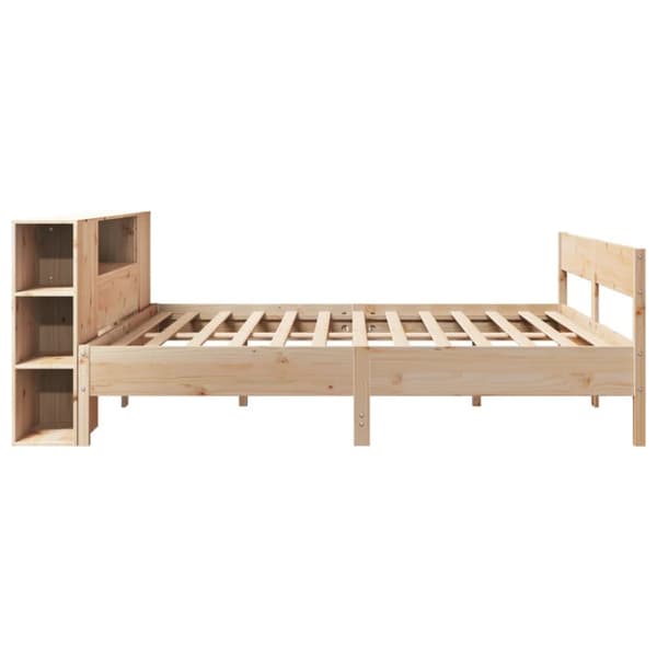 vidaXL Seng med bokhylle uten madrass 200x200 cm heltre furu