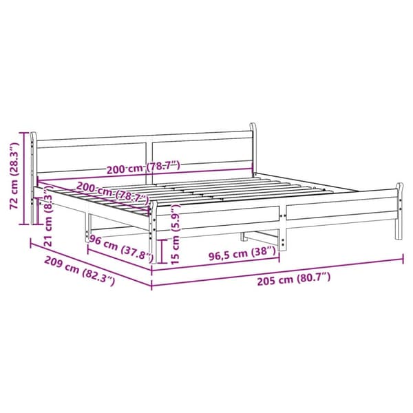vidaXL sengeramme uden madras 200x200 cm massivt fyrretræ