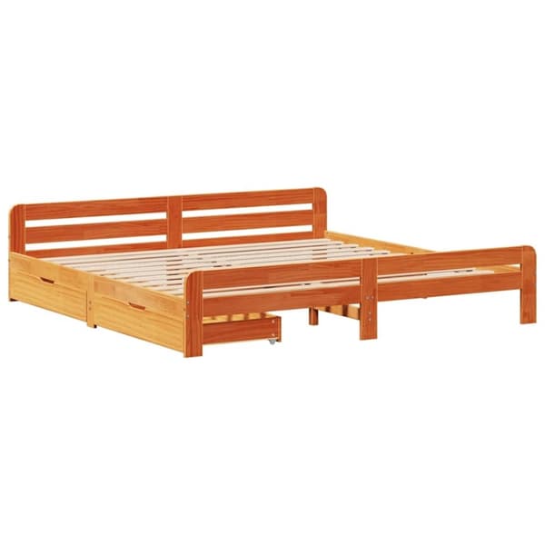 vidaXL sengeramme uden madras 180x200 cm massivt fyrretræ gyldenbrun