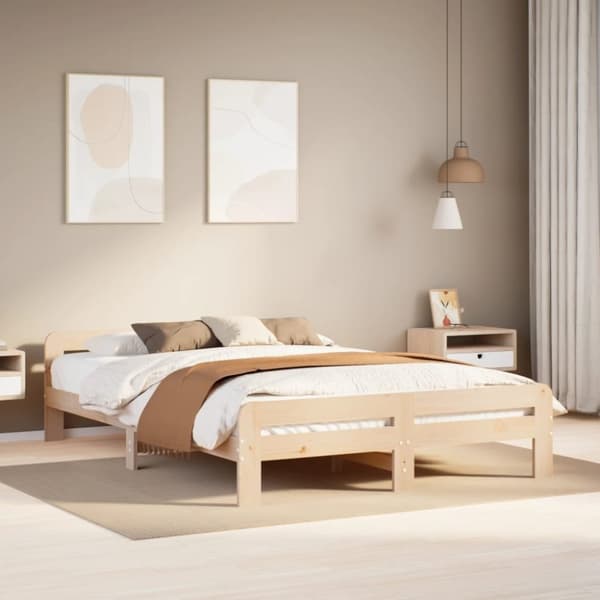 vidaXL Sängynrunko ilman patjaa 140x200 cm täysi mänty