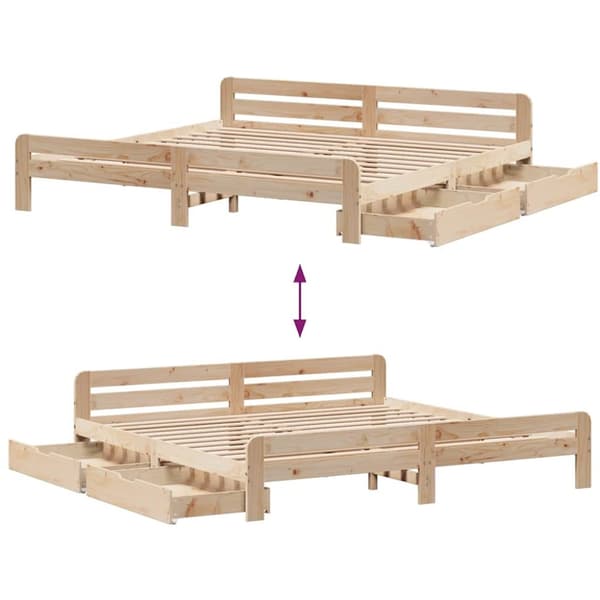 vidaXL sengeramme uden madras 200x200 cm massivt fyrretræ