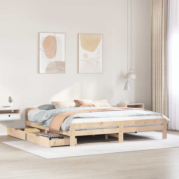 vidaXL sengeramme uden madras 200x200 cm massivt fyrretræ