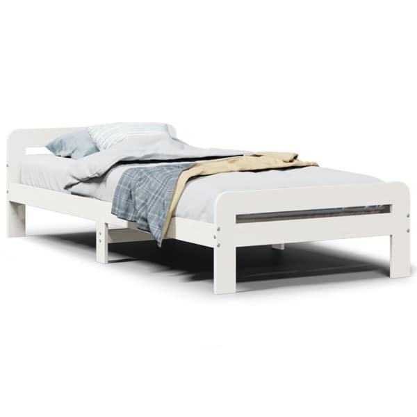 vidaXL Sengeramme uten madrass hvit 75x190 cm heltre furu