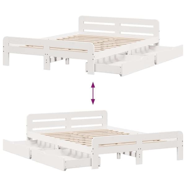 vidaXL Sengeramme uten madrass hvit 140x190 cm heltre furu