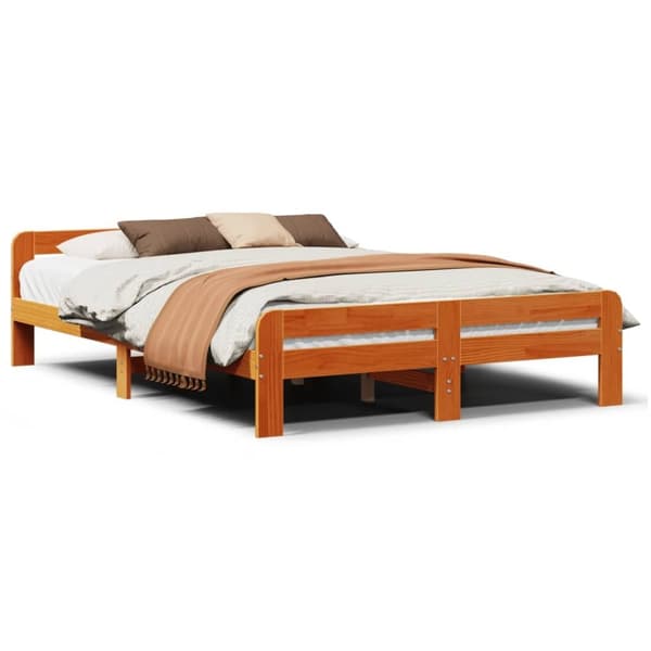 vidaXL Sengeramme uten madrass brun 150x200 cm heltre furu